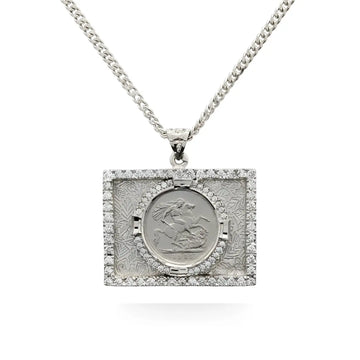 Silver Rhodium Pendant necklace with diamonds