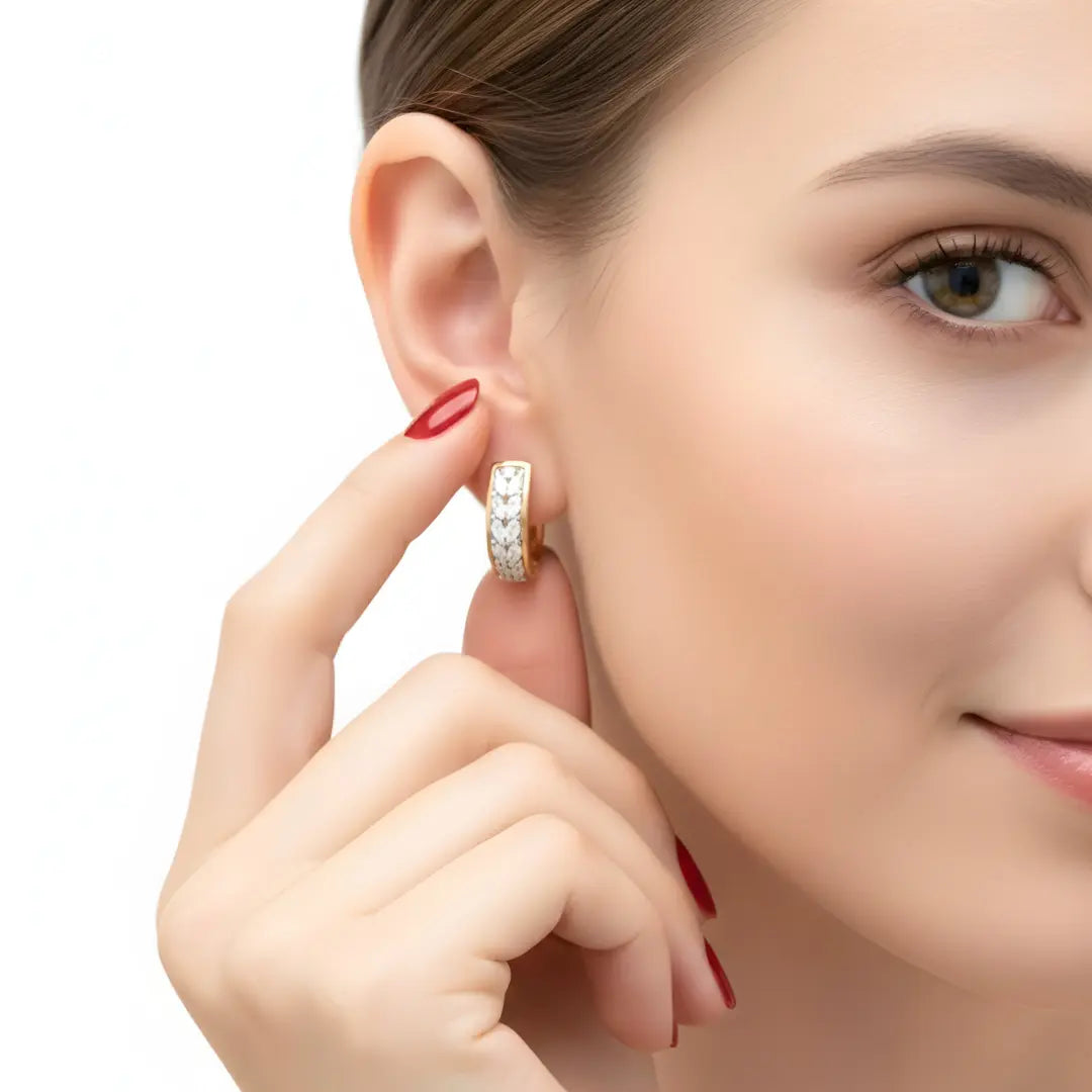 18K Gold Filled Diamond Huggie Earrings