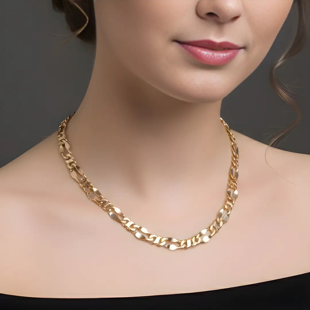 18K Rose Gold Filled Large Lip Links Chain for men women