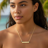 14K Gold Filled "Proud to be a Tongan" Bar Pendant Necklace – Polynesian Heritage Pearl Necklace