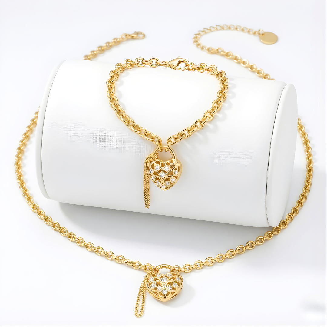 18K Gold Filled Tarnish Proof Padlock Set