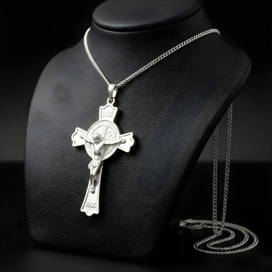 Silver Jesus Crucifixion Cross Necklace