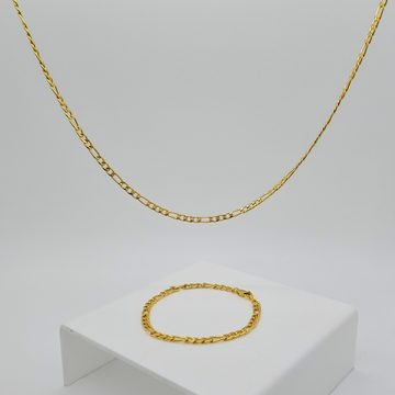 18K Gold Filled Tarnish-Proof Figaro Chain Necklace and Bracelet Set – Unisex Fine Jewelry