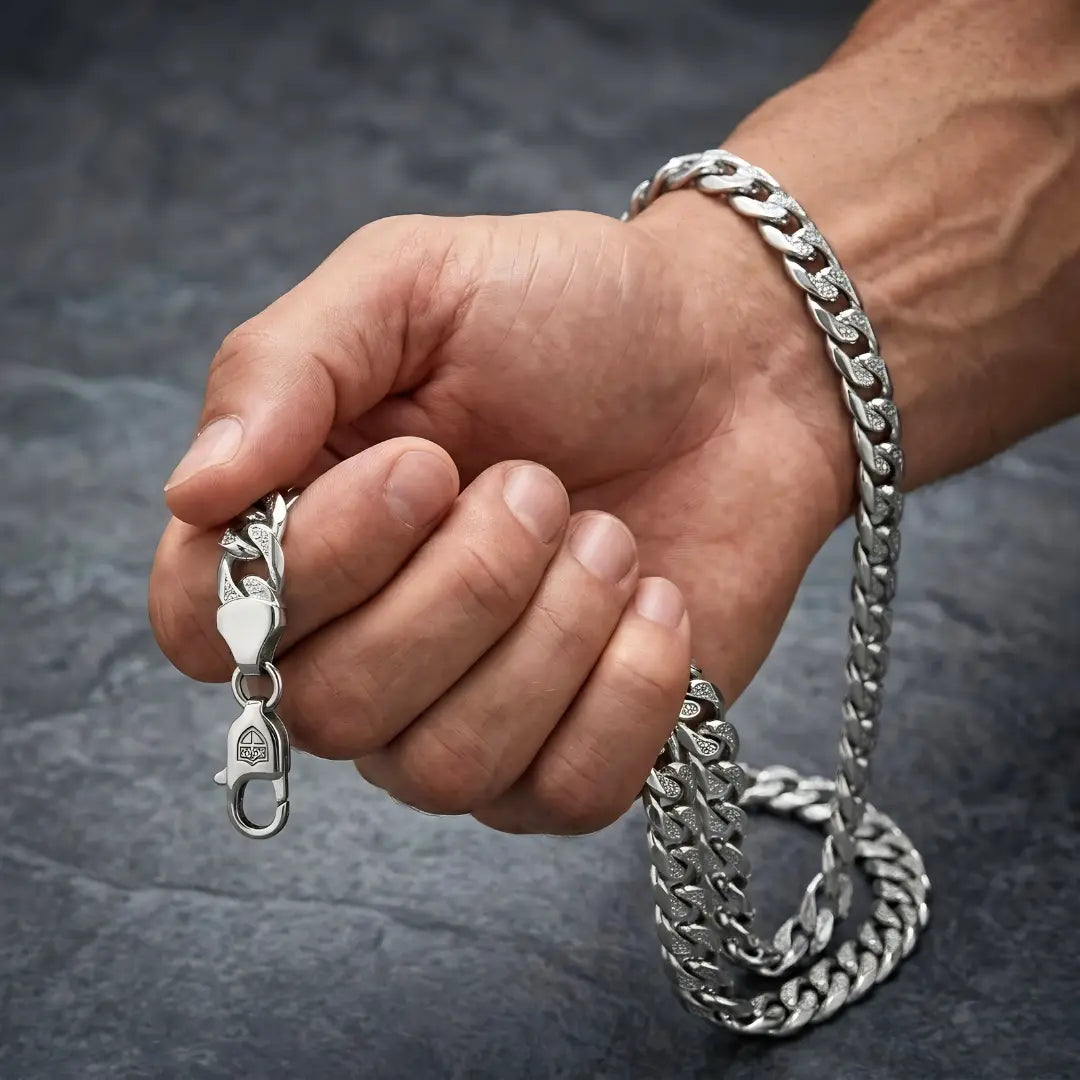 Silver Cuban Link Chain (60cm / 12mm) – Tarnish-Proof Heavyweight Statement Necklace for Men