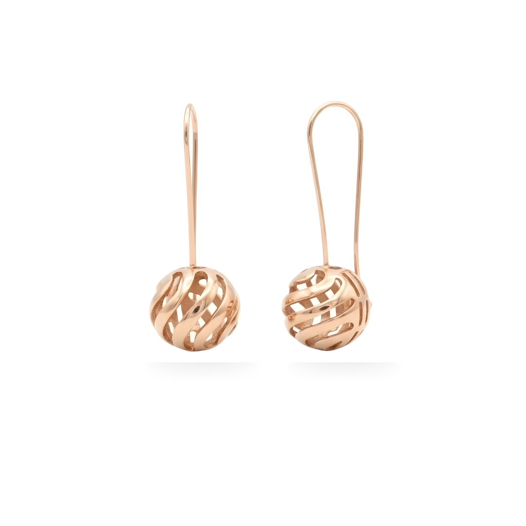 18K Gold Filled Filigree Swirl Sphere Drop Earrings – Hollow Openwork Spiral Ball Wire Earrings for Women