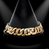 18K Gold Filled Geometric Cuban Link Diamond Bracelet – Pyramidal Pavé CZ Bracelet