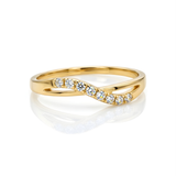 18K Gold Filled Infinity Cross Over Diamond Ring – Pavé Cubic Zirconia Layered Wave Statement Ring for Women