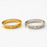 Best Friend Gold & Silver Engraved Statement Rings – Matching Friendship Band Set