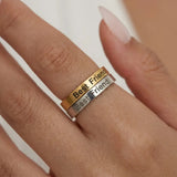 Best Friend Gold & Silver Engraved Statement Rings – Matching Friendship Band Set