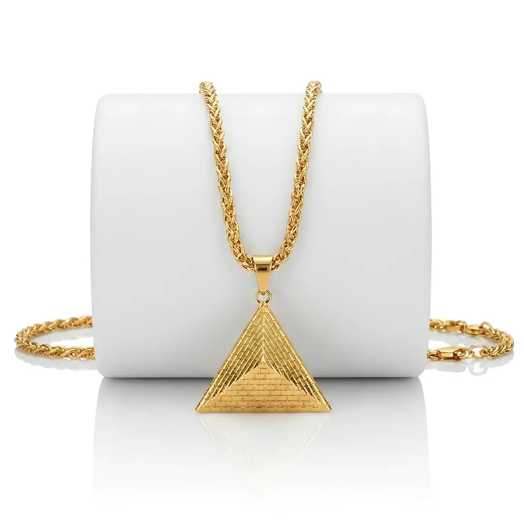 Pyramid Pendant Necklace – 58cm Franco Chain Geometric Statement Jewelry [Architectural Design]