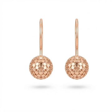 18K Gold Filled Textured Ball Drop Leverback Earrings – 20mm Hammered Coin-Texture Drop