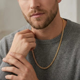 18K Gold Filled Classic Cuban Link Chain Necklace (50cm x 5mm) – Flat-Bevel Gold Chain for Men & Women