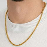18K Gold Filled Classic Cuban Link Chain Necklace (50cm x 5mm) – Flat-Bevel Gold Chain for Men & Women