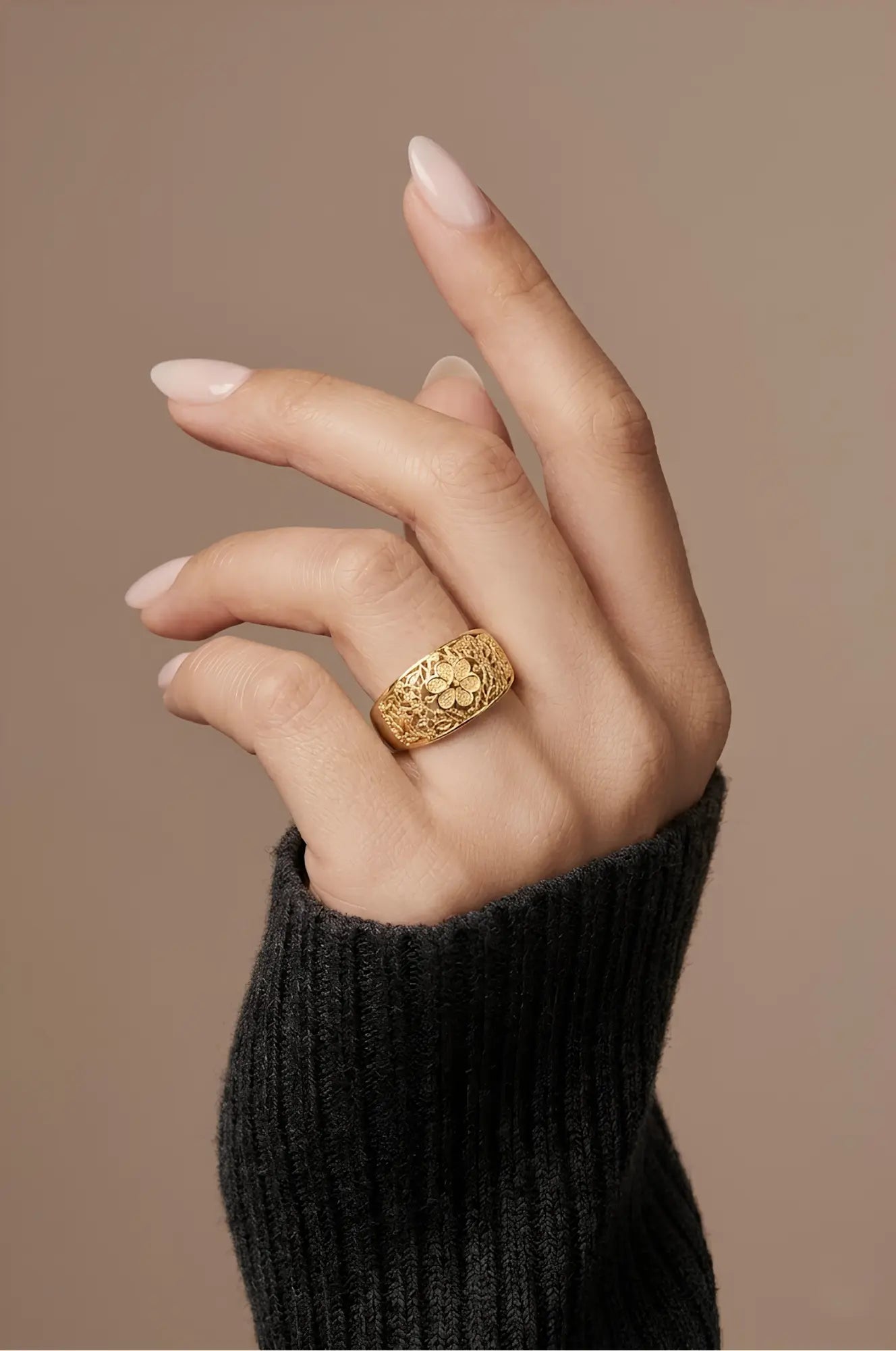 18K Gold Filled Tarnish Proof Filigree Ring