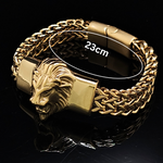 Load image into Gallery viewer, 18K Stainless Steel Tarnish Proof Men&#39;s Lion Head Cuff Bracelet
