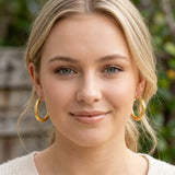 18K Gold Filled Thick Twisted Hoop Earrings – Chunky Ribbed Medium Gold Hoops for Women