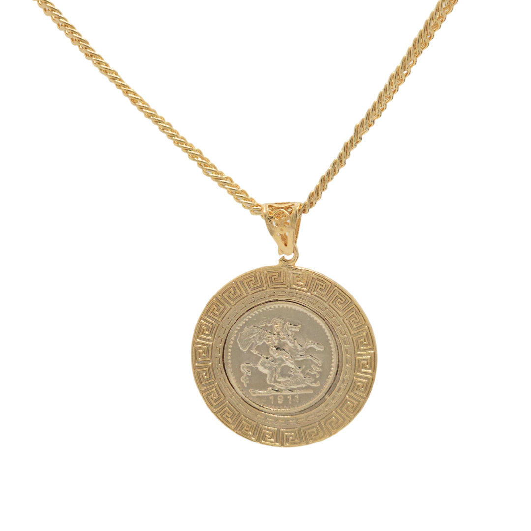 18K Gold Filled Customized Tarnish Proof Full Sovereign Pendant Necklace