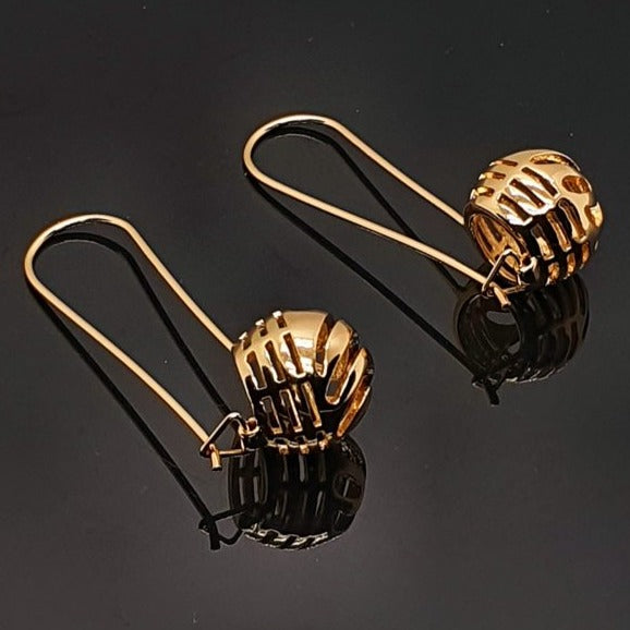 Gold Toned Non Fading Euro Ball Earrings