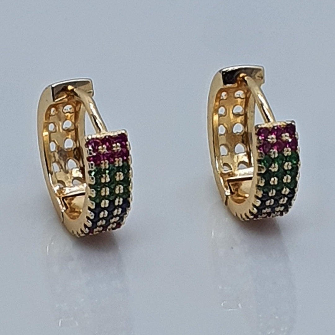 Gold Toned Multicolor CZ Stud Earrings