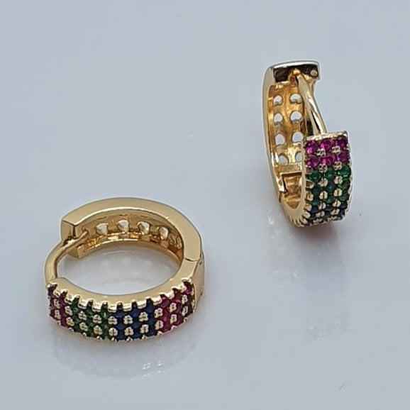 Gold Toned Multicolor CZ Stud Earrings