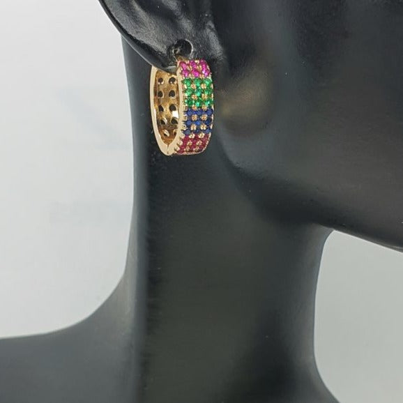 Gold Toned Multicolor CZ Stud Earrings