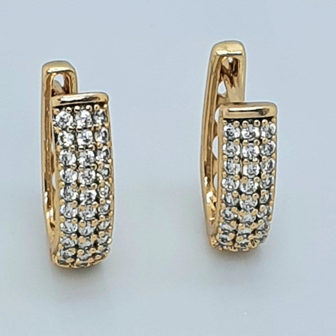 Gold Toned Reversible CZ Earrings