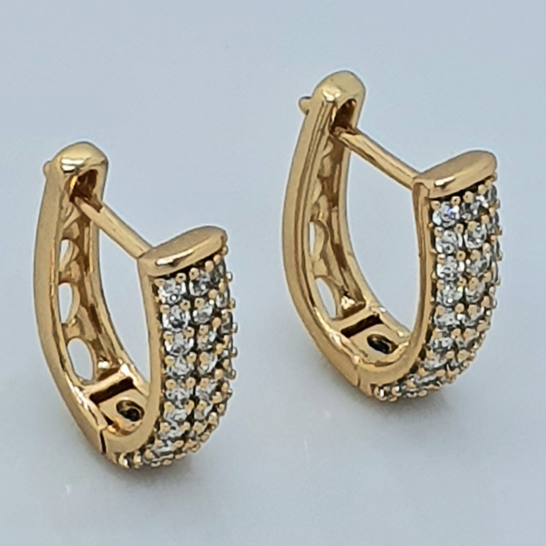 Gold Toned Reversible CZ Earrings