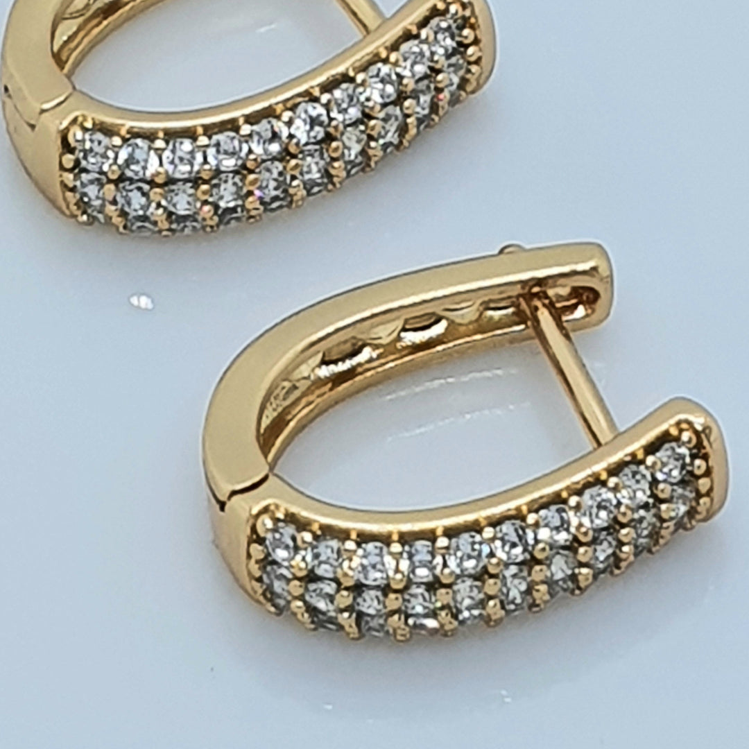 Gold Toned Reversible CZ Earrings