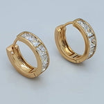 Load image into Gallery viewer, Gold Toned Diamond Huggies Hoop Earrings
