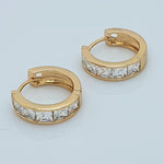 Load image into Gallery viewer, Gold Toned Diamond Huggies Hoop Earrings
