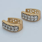 Load image into Gallery viewer, Gold Toned Reversible Huggee Stud CZ Earrings
