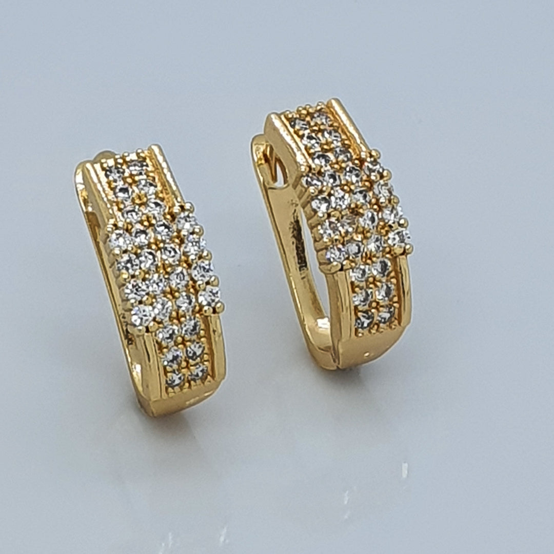 Trendy Reversible Huggee Earrings with Cubic Zircons