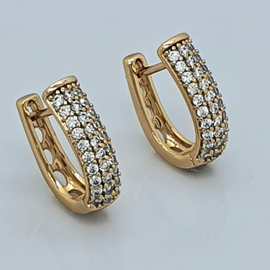 Gold Toned Reversible CZ Earrings