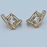 Load image into Gallery viewer, Gold Toned Geometrical Shape CZ  Earrings
