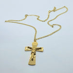 Load image into Gallery viewer, Gold Toned Jesus Crucifixion Pendant Necklace
