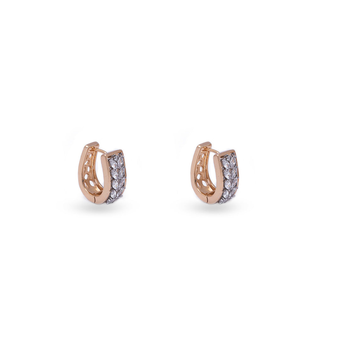 Gold Toned Reversible Huggee Stud CZ Earrings