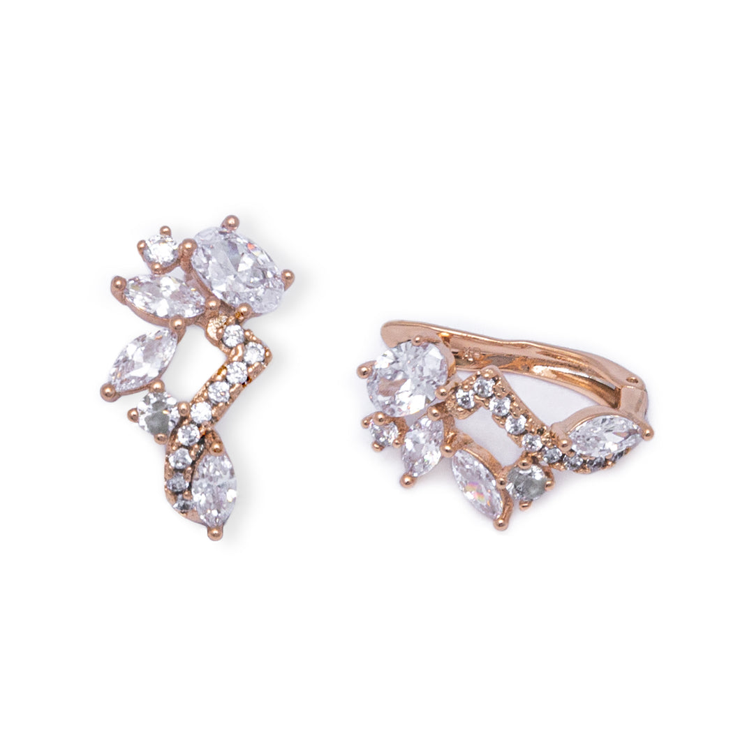 Mixed Cut Diamonds & CZ Huggee Earrings