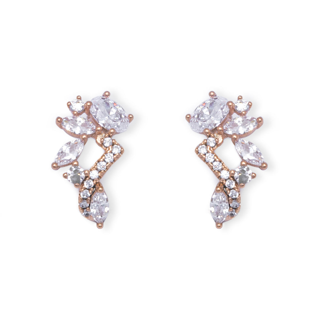 Mixed Cut Diamonds & CZ Huggee Earrings